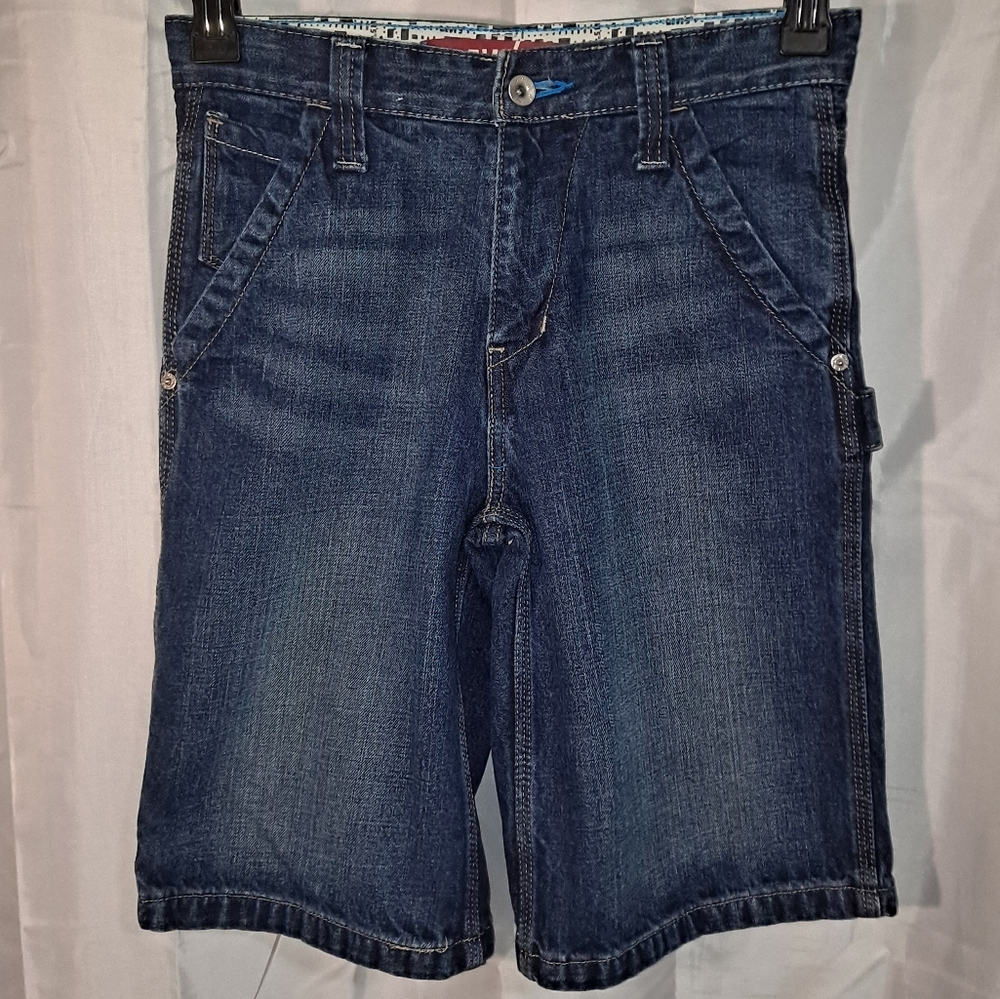 Levi's 8 Pocket Denim Shorts Women's Size 12 Regular Blue Zip-up 5 Belt Loops